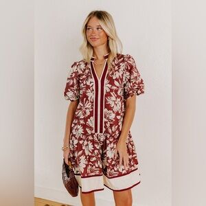 Entro Floral Puff Sleeve Dress NWT